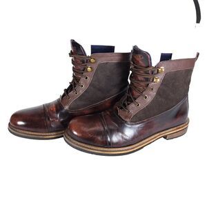 Ben Sherman Men's Rafe US 11 Dark Brown Patent Leather Lace-Up Chukka Boots